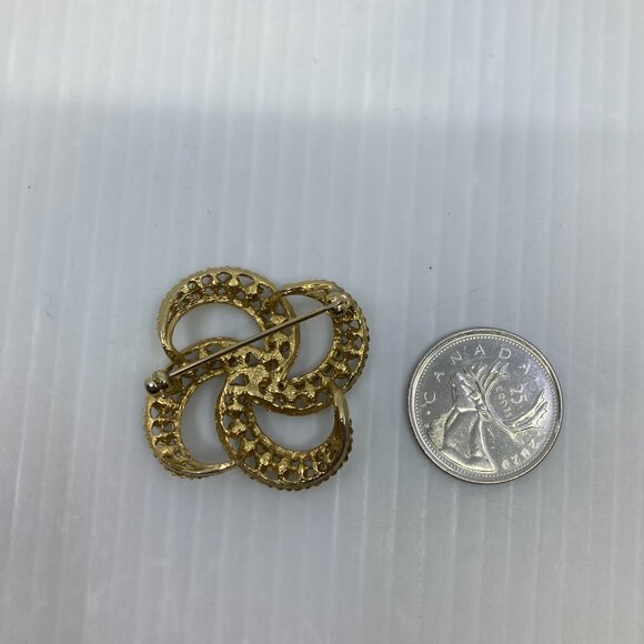 Vtg 1960 SPHINX turquoise glass beads gold tone numbered 0928 brooch - Picture 2 of 4